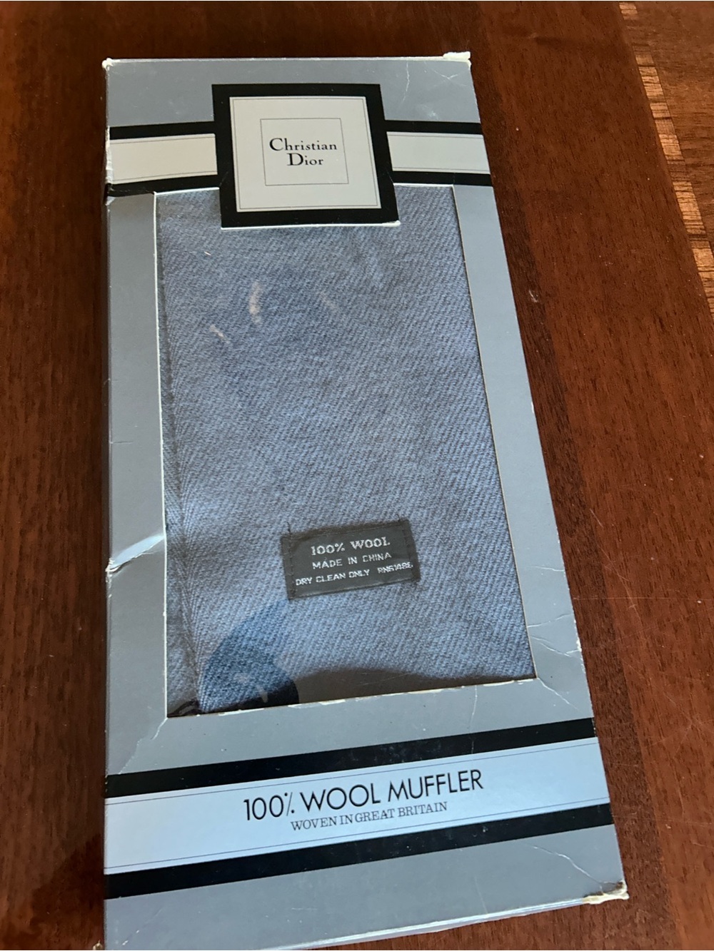 Dior Light Grey 100% Wool Muffler in the original box